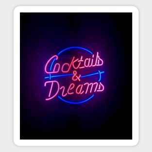 Cocktails and Dreams Neon Sign Sticker